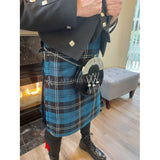Ramsay Blue Tartan Kilt with adjustable leather straps