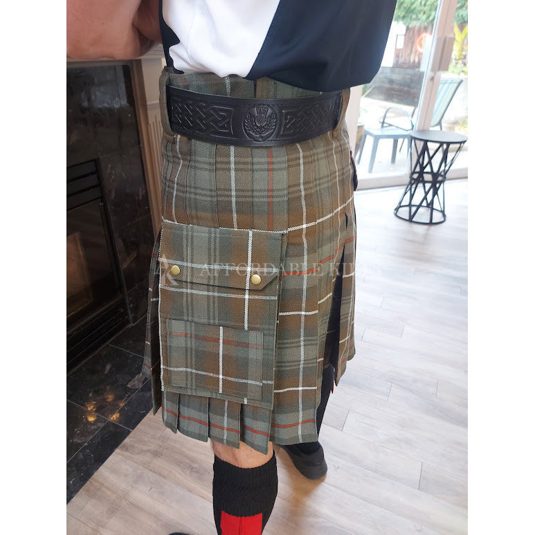 Tartan Utility Kilts voor heren Tartan Kilt met riemen en grote cargozakken (groen, 4XL Tartan Utility Kilts voor heren Tartan Kilt met riemen en grote cargozakken (groen, 4XL