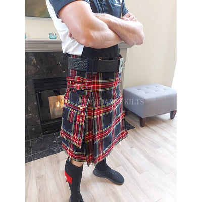 Black Stewart Tartan Utility Kilt
