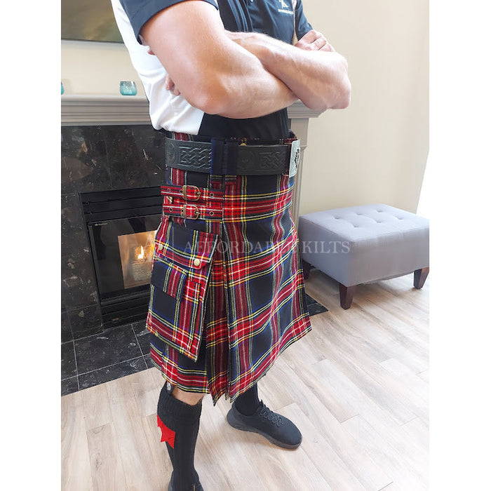 Black Stewart Tartan Utility Kilt