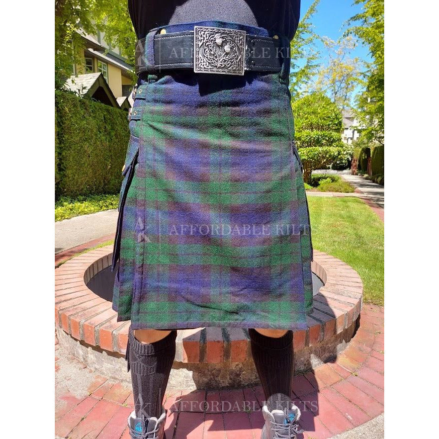 Black Watch Tartan Utility Kilt affordablekilts Affordable Kilts