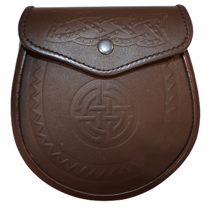 Celtic Circle Leather Sporran - Brown